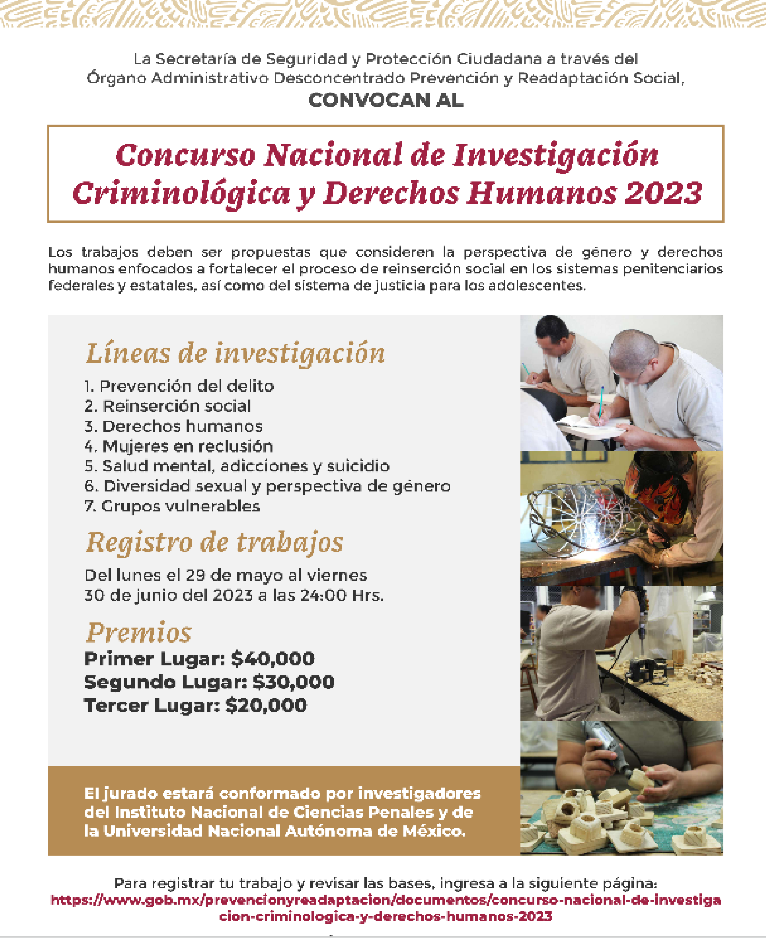 CONCURSO NACIONAL DE INVESTIGACIÓN CRIMINOLÓGICA Y DERECHOS HUMANOS 2023 -  ITES