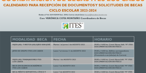 Becas ITES Los Cabos, comparte el calendario para el proceso de entrega-recepción de las solicitudes de becas en sus distintas modalidades