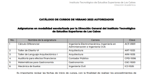 CATÁLOGO DE CURSOS DE VERANO 2023 AUTORIZADOS