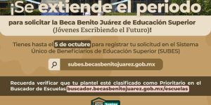 Atención jóvenes se extiende periodo para solicitar beca.