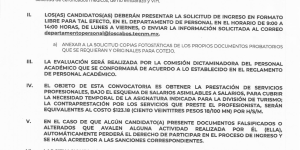 CONVOCATORIA PARA EL PUESTO DOCENTE DE LA ASIGNATURA TALLER DE ÉTICA