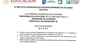 CONVOCATORIA(A) DE ASIGNATURA «A» AL CURSO PARA LA PROMOCIÓN DE CATEGORÍA PROFESOR(A) DE ASIGNATURA «B»