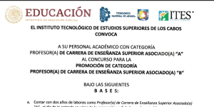 CONVOCATORIA PROFESOR(A) ASOCIADO(A) «A» PROMOCIÓN ASOCIADO(A) «B»