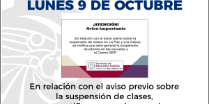 Se notifica que será general la suspensión de labores en ITES Los Cabos.