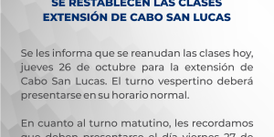 Comunicado extensión de Cabo San Lucas.