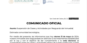 ATENCIÓN COMUNIDAD TECNOLÓGICA, COMUNICADO OFICIAL, SUSPENSIÓN DE CLASES A PARTIR DE LAS 8:00 P.M.