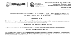 CONVOCATORIA PROGRAMA DE BECAS DEL PATRONATO DEL ESTUDIANTE SUDCALIFORNIANO